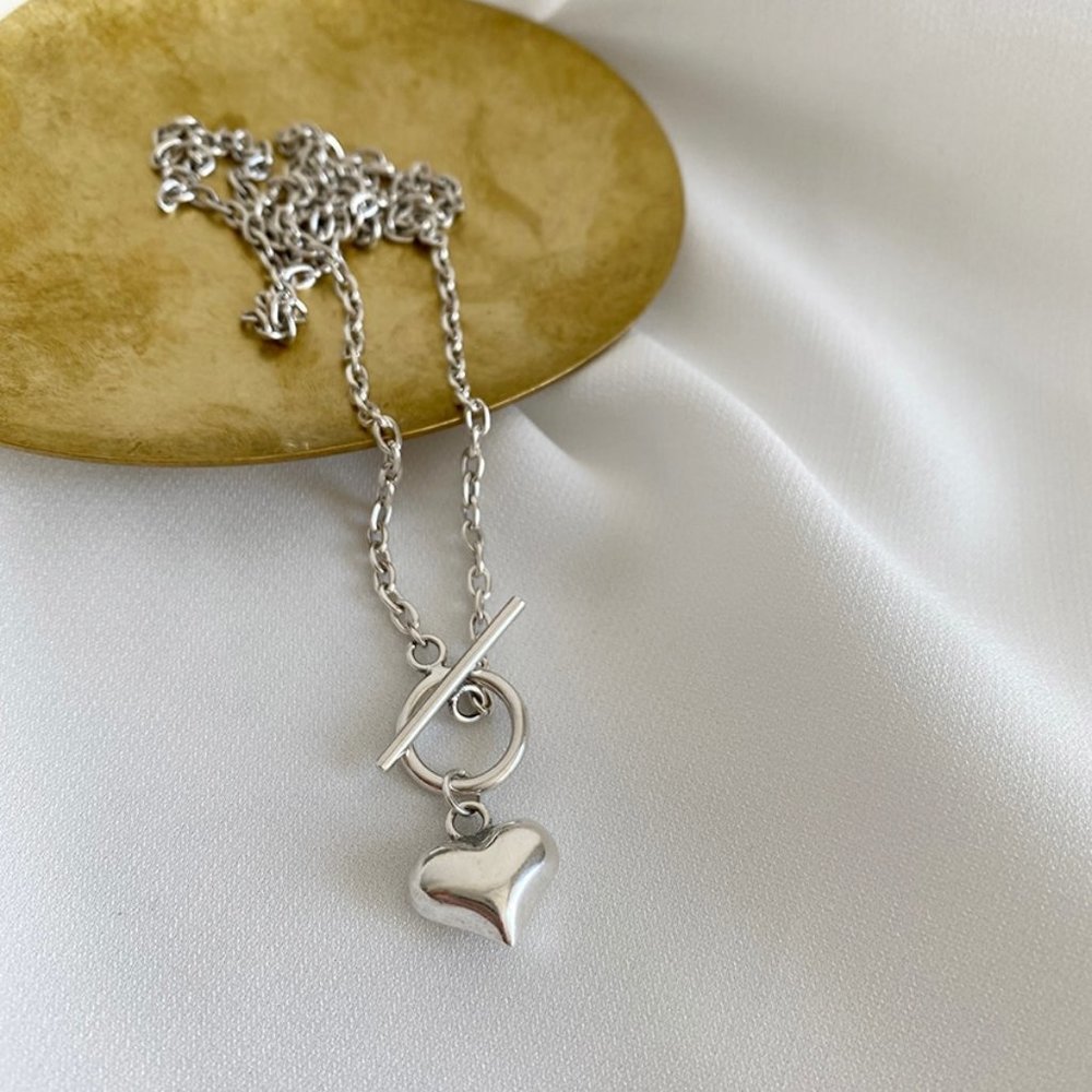 *NEW 925 Sterling Silver Heart Link Chain Necklace - Picture 8 of 10